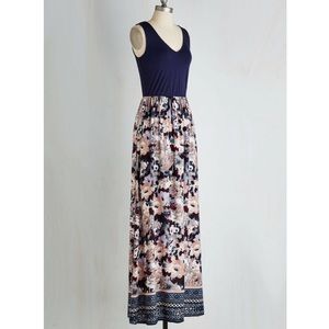 ModCloth Navy Floral Maxi Dress